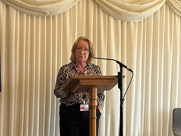 Deborah Mattinson speaking at the IJMR event